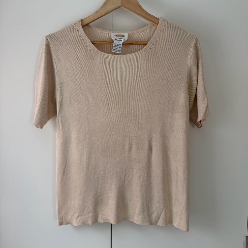 Vintage 90s Talbots Beige Pure Silk Blouse